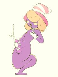 1boy colored_skin cum fridge_(fridgedraws) male_masturbation mario_(series) masturbation nintendo penis pink_hair purple_skin testicles trap vivian_(paper_mario)