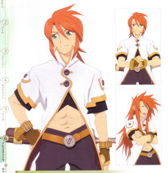 Rule 34 | 00s, 1boy, character sheet, highres, luke fon fabre, male focus, official art, scan, solo, tales of (series), tales of the abyss, white background