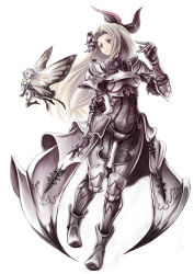 Rule 34 | 2girls, aerie (bravely default), armor, armored boots, blonde hair, bodysuit, boots, bow, bravely default: flying fairy, bravely default: praying brage, bravely default (series), bravely default praying brage, breastplate, brooch, brown eyes, butterfly wings, dress, edea lee, edea lee oblige, elbow gloves, fairy, faulds, flying, gloves, graphite (medium), greaves, green eyes, hair bow, hair ornament, highres, insect wings, jewelry, leg armor, looking back, mixed media, multiple girls, pauldrons, pointy ears, shoulder armor, shouma (bravespiritya), simple background, smile, thighhighs, traditional media, vambraces, white hair, wings