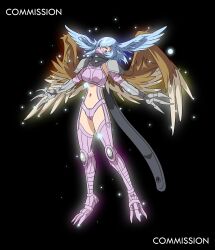 absurdres armor digimon digimon_(creature) digimon_frontier head_wings highres mask official_seraphimon short_hair shutumon wings