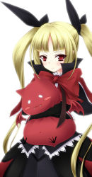 Rule 34 | 1girl, :3, arc system works, bad id, bad pixiv id, blazblue, blonde hair, blush, bow, gii, long hair, mikan (5555), mikan mikan, rachel alucard, red bow, red eyes, ribbon, solo, twintails