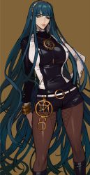 Rule 34 | 1girl, absurdres, aqua eyes, asymmetrical sleeves, black footwear, boots, breasts, brown background, choker, cleopatra (fate), ennuigrl, fate/grand order, fate (series), hand on own hip, highres, jewelry, large breasts, lips, long hair, looking at viewer, mismatched sleeves, necklace, pantyhose, very long hair, white choker