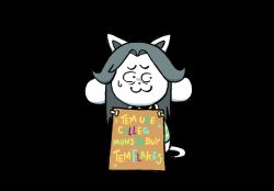 Rule 34 | :3, animated, animated gif, constricted pupils, english text, grey hair, no humans, pet shaming, shirt, sitting, solo, striped clothes, striped shirt, sweat, tail, temmie, transparent background, typo, undertale, unoobang