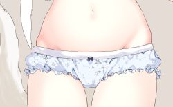 Rule 34 | 1girl, bow, bow panties, close-up, commentary request, ferret tail, frilled panties, frills, fur-trimmed panties, fur trim, gluteal fold, groin, head out of frame, highres, navel, neki (wakiko), original, panties, print panties, solo, star (symbol), star print, stomach, tail raised, thigh gap, underwear, white panties