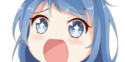 Rule 34 | + +, 10s, 1girl, blue eyes, blue hair, close-up, kantai collection, looking at viewer, nahaki, no nose, open mouth, portrait, samidare (kancolle), simple background, sin-poi, solo, sparkling eyes, swept bangs, symbol-shaped pupils, white background