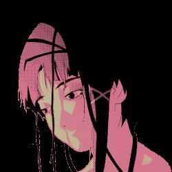 Rule 34 | 1girl, animated, animated gif, blood, bloody tears, iwakura lain, monochrome, serial experiments lain, transparent background