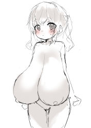Rule 34 | 1girl, blush, breasts, gigantic breasts, highres, huge breasts, large areolae, nipples, nude, oggu (neoguloliko), oppai loli, sagging breasts, sketch, solo, standing, tagme