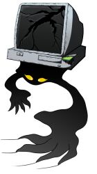 Rule 34 | claws, computer, damaged, digimon, digimon (creature), ohakadamon, shadow, solo, transparent background, yellow eyes