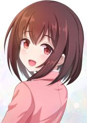 Rule 34 | 1girl, blush, brown hair, highres, looking at viewer, open mouth, princess connect!, red eyes, school uniform, seiji (artman), yui (princess connect!)