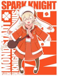 Rule 34 | 1girl, :d, ^ ^, absurdres, ahoge, alternate costume, bag, bag charm, character name, charm (object), child, closed eyes, coat, commentary request, contemporary, dodoco (genshin impact), english text, full body, genshin impact, hair between eyes, handbag, hat, highres, jumpy dumpty, klee (genshin impact), light brown hair, long hair, long sleeves, looking at viewer, low twintails, maxibillity, open mouth, outstretched arms, pleated skirt, red coat, red scarf, scarf, sidelocks, skirt, smile, solo, spread arms, standing, twintails, winter clothes, winter coat