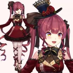 Rule 34 | 1girl, akasaai, animated, bare shoulders, black gloves, blush, breasts, cleavage, clock, corset, dress, frilled dress, frills, gloves, gothic lolita, hat, heterochromia, hololive, houshou marine, houshou marine (gothic lolita), large breasts, legs, leotard, leotard under clothes, live2d, lolita fashion, long hair, looking at viewer, multiple views, official art, open mouth, red dress, red eyes, red hair, ribbon, see-through, see-through cleavage, see-through leotard, smile, tou ilie, twintails, video, virtual youtuber, yellow eyes