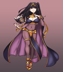 Rule 34 | 1girl, black hair, bodysuit, book, breasts, cape, cleavage, fire emblem, fire emblem awakening, highres, large breasts, long hair, missandydandy, nintendo, tharja (fire emblem), twintails, wide hips
