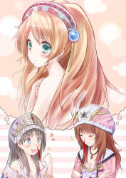 Rule 34 | + +, 3girls, atelier (series), atelier marie, atelier rorona, atelier totori, blood, blue eyes, breasts, cleavage, detached sleeves, female focus, hat, in-franchise crossover, marie (atelier), multiple girls, nosebleed, rororina fryxell, small breasts, smile, suzushiro yukari, thought bubble, totooria helmold, yuri