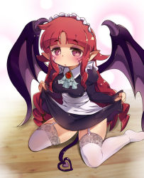 Rule 34 | 1girl, demon wings, duel monster, garter straps, highres, pointy ears, solo, tagme, tail, tattoo, thighhighs, wings, yaibaken, yu-gi-oh!