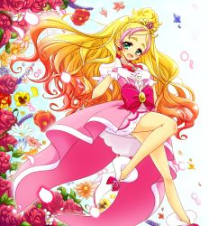 Rule 34 | 1girl, :d, blonde hair, bow, cure flora, eyebrows, floral background, flower, full body, gloves, go! princess precure, green eyes, haruno haruka, highres, long hair, looking at viewer, magical girl, multicolored hair, noyuki1204, open mouth, petals, pink bow, pink hair, pink skirt, precure, red flower, red rose, rose, shoes, skirt, smile, solo, streaked hair, thick eyebrows, two-tone hair, waist bow, white footwear, white gloves