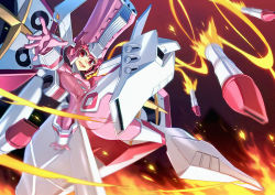 Rule 34 | 10s, 1girl, :d, adapted costume, armor, ass, bodysuit, fire, firing, full body, hat, is ii, jakuzure nonon, kill la kill, looking at viewer, machinery, mecha musume, missile, motion blur, open mouth, outstretched arms, pink eyes, pink hair, pink hat, red eyes, short hair, skin tight, smile, solo, tate eboshi, torpedo