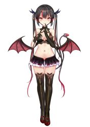 Rule 34 | 1girl, akasaai, asymmetrical gloves, black gloves, black hair, black thighhighs, blush, demon girl, demon tail, demon wings, finger to mouth, full body, gloves, hair ornament, highres, index finger raised, long hair, looking at viewer, lovelia, multicolored hair, navel, official art, orange eyes, pointy ears, pubic tattoo, red footwear, red hair, skirt, smile, solo, streaked hair, tail, tattoo, thighhighs, transparent background, troubledays, twintails, two-tone hair, uneven gloves, very long hair, wings, x hair ornament