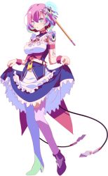 Rule 34 | 1girl, :3, aqua eyes, aqua hair, belt, breasts, cleavage, clothes lift, dress, fuchima, full body, gesture, hair ornament, highres, maid, mechanical parts, medium breasts, multicolored hair, no game no life, pink hair, shoes, short hair, skirt, skirt lift, solo, standing, tail, thighhighs, transparent background, ymirein (no game no life)