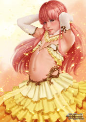 Rule 34 | 1girl, blush, breasts, cosplay, costume, long hair, navel, nefrubi, red hair, small breasts, solo, tagme