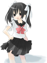 Rule 34 | 1girl, original, pleated skirt, sazaki ichiri, school uniform, serafuku, simple background, skirt, solo, twintails, white background