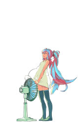 Rule 34 | 1girl, aqua hair, clothes lift, dress, dress lift, electric fan, closed eyes, fanning crotch, hatsune miku, hot, long hair, open mouth, rias-coast, see-through, see-through silhouette, sleeveless, sleeveless dress, solo, sweat, thighhighs, twintails, very long hair, vocaloid