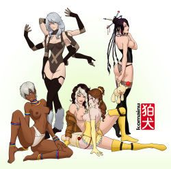 Rule 34 | 00s, 10s, 5girls, animification, anklet, armlet, artist name, ass, barefoot, beauty and the beast, belle (disney), bikini, bikini bottom only, black hair, black legwear, black panties, blue eyes, boots, bracelet, breasts, brown hair, capcom, character doll, corset, covered erect nipples, crossover, dark-skinned female, dark nipples, dark skin, disney, dyed bangs, earrings, elena (street fighter), extra arms, eyeshadow, final fantasy, final fantasy x, gloves, green eyes, grey eyes, hair bun, hair ornament, hair over one eye, hair stick, hand on own hip, headband, highres, jacket, jewelry, komainu (artist), lace, lace-trimmed legwear, lace-trimmed panties, lace trim, leather, leather jacket, leg warmers, lingerie, lips, lipstick, lulu (ff10), makeup, marvel, moogle, multicolored hair, multiple crossover, multiple girls, neck ring, necklace, nipples, off shoulder, panties, perky breasts, revealing clothes, rogue (x-men), see-through, short hair, single hair bun, sitting, small breasts, spiral (marvel), square enix, standing, street fighter, swimsuit, thigh boots, thighhighs, toe ring, toes, topless, two-tone hair, underwear, x-men