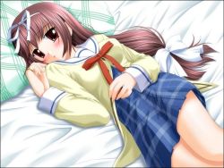 00s 1girl bed da_capo da_capo_i female_focus game_cg nanao_naru ribbon sagisawa_misaki sagisawa_yoriko school_uniform serafuku solo