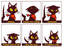 Rule 34 | ^ ^, angry, bad id, bad pixiv id, black cat, bow, bowtie, cat, cat (ghost trick), closed eyes, dirty, english text, expressionless, expressions, ghost trick, looking away, multiple views, neckerchief, no humans, no mouth, portrait, raethes, scarf, sissel (ghost trick), spoilers, sulking, tail, upper body, watermark, web address, whiskers, white background, yellow eyes