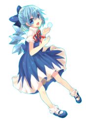 Rule 34 | 1girl, bad id, bad pixiv id, blue eyes, blue hair, bow, cirno, cyoko, female focus, full body, hair bow, highres, matching hair/eyes, short hair, solo, embodiment of scarlet devil, touhou, transparent background, wings