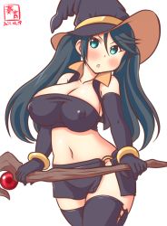 Rule 34 | 1girl, artist logo, blue eyes, blue hair, cowboy shot, dated, hair between eyes, halloween, isuzu (kancolle), jack-o&#039;-lantern, kanon (kurogane knights), kantai collection, long hair, one-hour drawing challenge, simple background, solo, strapless, tube top, twintails, white background
