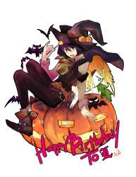 Rule 34 | 1boy, bad id, bad pixiv id, bat (animal), black hair, character name, death note, food-themed hair ornament, hair ornament, halloween, happy birthday, hat, jack-o&#039;-lantern, l (death note), male focus, pumpkin, pumpkin hair ornament, sei (pixiv), sei (resonableworld), shueisha, solo, wand, white background, wings
