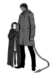 Rule 34 | 10s, age difference, androgynous, azazel (x-men), barefoot, gender request, marvel, monochrome, shy, size difference, tail, x-men, aged down