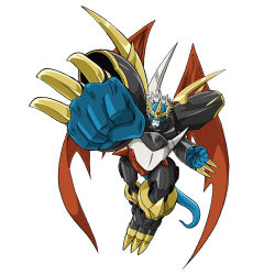 Rule 34 | 1boy, armor, claws, clenched hands, digimon, digimon (creature), dragon wings, full armor, full body, imperialdramon, imperialdramon fighter mode, official art, perspective, red eyes, solo, standing, tail, toei animation, wings