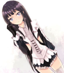 Rule 34 | 1girl, atelier (series), atelier totori, blue eyes, blush, clothing cutout, female focus, frown, gloves, long hair, maromi (am97), maromi (artist), md5 mismatch, mimi houllier von schwarzlang, purple hair, resolution mismatch, side cutout, solo, thighhighs, white thighhighs