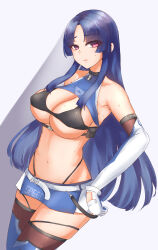 Rule 34 | 1girl, absurdres, action taimanin, alternate costume, artist request, ass, breasts, cleavage, hand on own hip, highleg, highleg panties, highres, hime cut, large breasts, lips, long hair, looking at viewer, midriff, miniskirt, navel, official alternate costume, panties, race queen, red eyes, revealing clothes, shiny clothes, shiny skin, simple background, skirt, standing, sweat, taimanin (series), taimanin asagi, taimanin murasaki, thong, underwear, very long hair, white background, wide hips, yatsu murasaki