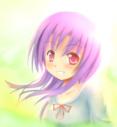 Rule 34 | bad id, bad pixiv id, green background, lino-lin, original, purple hair, red eyes, simple background, smile, solo, tagme