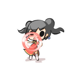 Rule 34 | 00s, 1girl, bad id, bad pixiv id, black eyes, black hair, character name, chibi, chinese clothes, earrings, gatekeepers, jewelry, lowres, open mouth, saku (osake love), short hair, smile, solid oval eyes, twintails