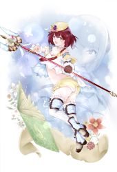 Rule 34 | 2girls, arm ribbon, ass, atelier (series), atelier sophie, bare shoulders, blush, boots, brown eyes, female focus, gloves, hat, highres, jewelry, l.alice, multiple girls, necklace, panties, pantyshot, plachta, red hair, ribbon, short hair, shorts, single glove, smile, sophie neuenmuller, staff, thighhighs, thighs, underwear, white legwear, wrist cuffs