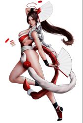 Rule 34 | 1girl, booger wang, breasts, fatal fury, fire, large breasts, ponytail, shiranui mai, solo