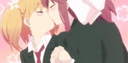 Rule 34 | 2girls, animated, animated gif, anime screenshot, kiss, lowres, multiple girls, sakura trick, screencap, sonoda yuu, takayama haruka, yuri