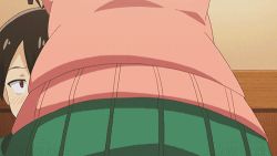 Rule 34 | 10s, 1boy, 1girl, animated, animated gif, black hair, blush, breast press, breasts, brown eyes, cleavage, gyaru, hajimete no gal, hashiba junichi, head out of frame, indoors, large breasts, leaning forward, looking at breasts, lowres, nervous, open mouth, pov, school uniform, short hair, sitting, skirt, standing, sweat, sweatdrop, trembling, view between breasts, wavy mouth, yame yukana