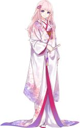 Rule 34 | 1girl, hand fan, full body, fuyuno yuuki, himeji (oshiro project), holding, holding fan, japanese clothes, long hair, official art, oshiro project:re, oshiro project:re, pink hair, purple eyes, solo, standing, transparent background