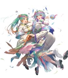 Rule 34 | 2girls, ahoge, aqua eyes, ass, ball, breasts, bubble, crystal, cuboon, fire emblem, fire emblem heroes, forehead jewel, full body, heidr (fire emblem), highres, holding, holding ball, japanese clothes, jewelry, kimono, large breasts, looking to the side, multicolored hair, multiple girls, nintendo, non-web source, obi, official alternate costume, official art, open mouth, parted lips, purple hair, sandals, sash, second-party source, seidr (fire emblem), seidr (new year) (fire emblem), short hair, smile, solo, tabi, teeth, torn clothes, white background, yellow eyes, zouri