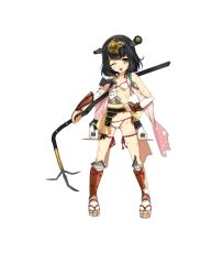 Rule 34 | 1girl, ;o, armor, black hair, bra, breasts, broken spear, full body, hair ornament, hairband, hand on own hip, holding, holding polearm, holding spear, holding weapon, looking at viewer, one eye closed, ootakasayama (oshiro project), oshiro project:re, oshiro project:re, panties, polearm, short hair, skirt, small breasts, solo, spear, thighhighs, torn bra, torn clothes, transparent background, underboob, underwear, weapon, white bra, white panties, yellow eyes, yuunagi (seventh heaven)