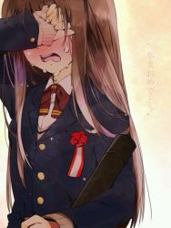 Rule 34 | 1girl, graduation, hanata, school uniform, tears
