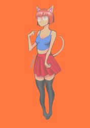 Rule 34 | 1girl, animal ears, cat, cat ears, cat girl, cat tail, crop top, furry, furry female, highres, md5 mismatch, self-upload, short hair, skirt, tail