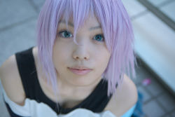 Rule 34 | cosplay, kaieda kae, photo (medium), purple hair, rosario+vampire, shirayuki mizore, tank top