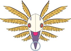 Rule 34 | digimon, digimon (creature), highres, looking at viewer, lucemon larva, red eyes, solo, transparent background, wings