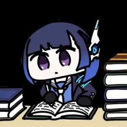 Rule 34 | 1girl, animated, animated gif, lowres, pile of books, seseren, short hair, writing