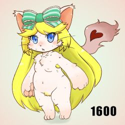 Rule 34 | alice (cat busters), artist request, blonde hair, blue eyes, cat, cat busters, flat chest, furry, highres, long hair, nipples, nude